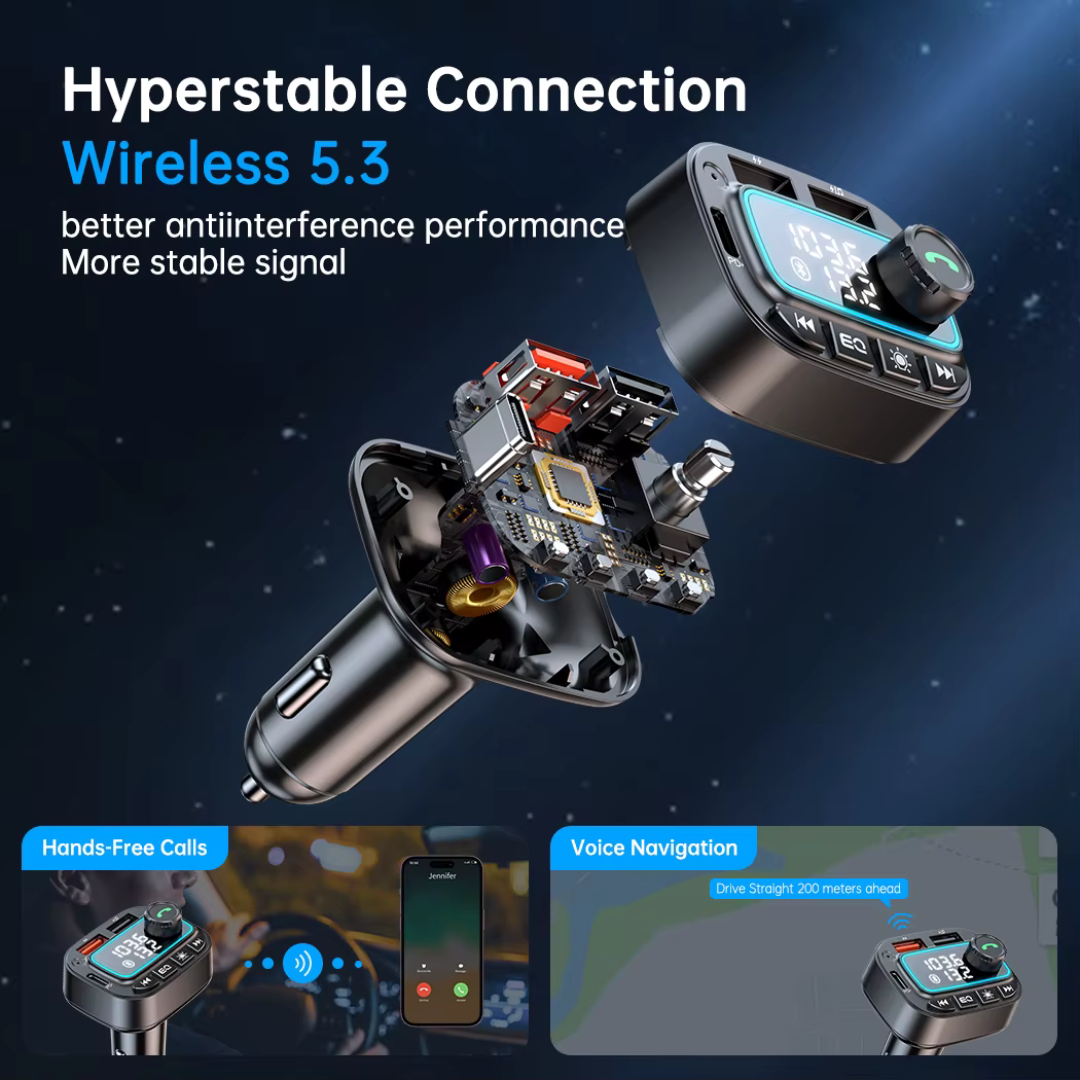 Car Charger Bluetooth 5.3 FM Transmitter