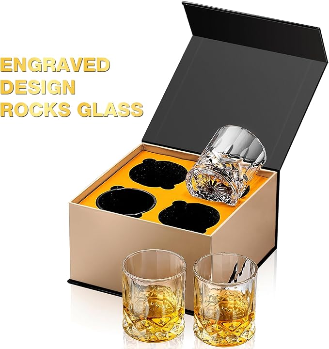 Old Fashioned Whiskey Glasses Set of 4, 11 OZ