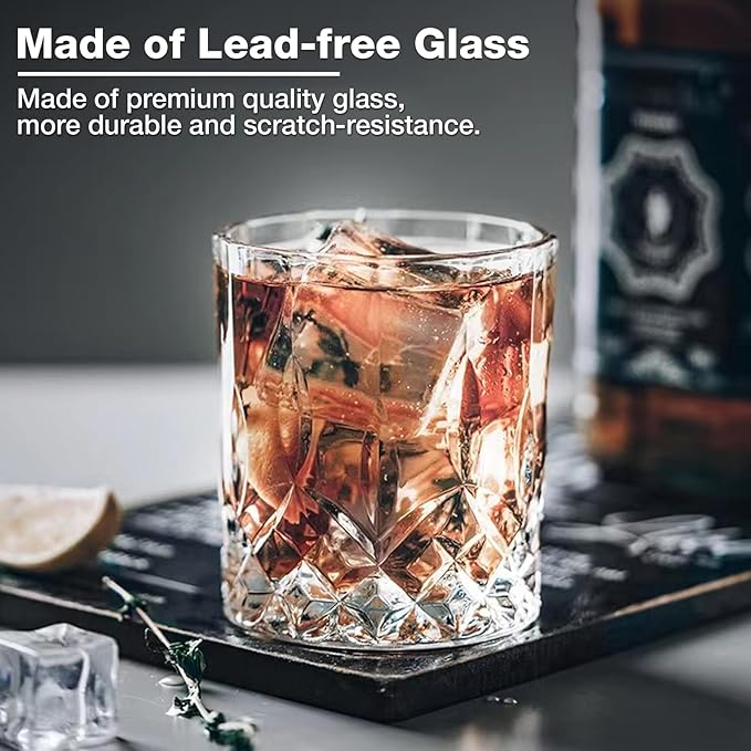 Old Fashioned Whiskey Glasses Set of 4, 11 OZ