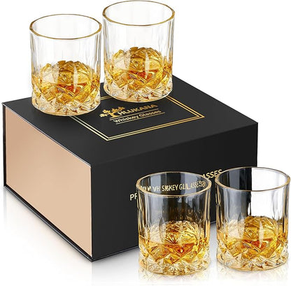 Old Fashioned Whiskey Glasses Set of 4, 11 OZ