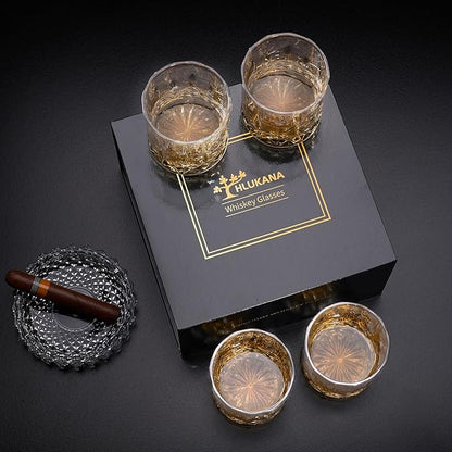 Old Fashioned Whiskey Glasses Set of 4, 11 OZ